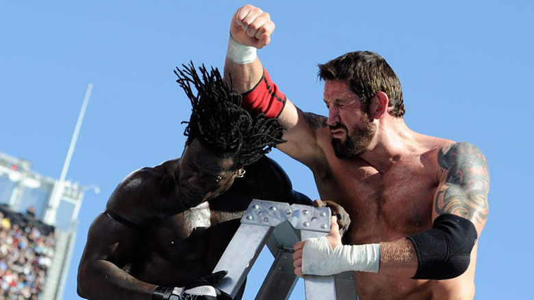 Wade Barrett Hits R-Truth Above Ladder 