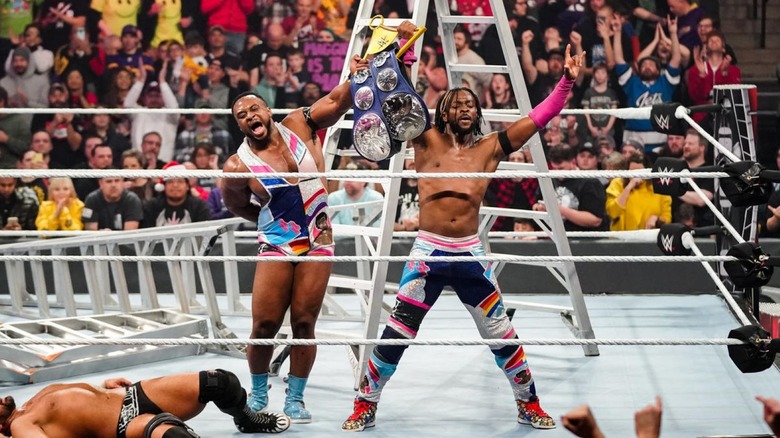 The New Day survive the ladder match.