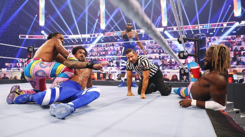 Kofi Kingston mocks Montez Ford.