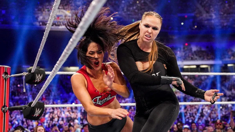 Ronda Rousey hitting Nikki Bella