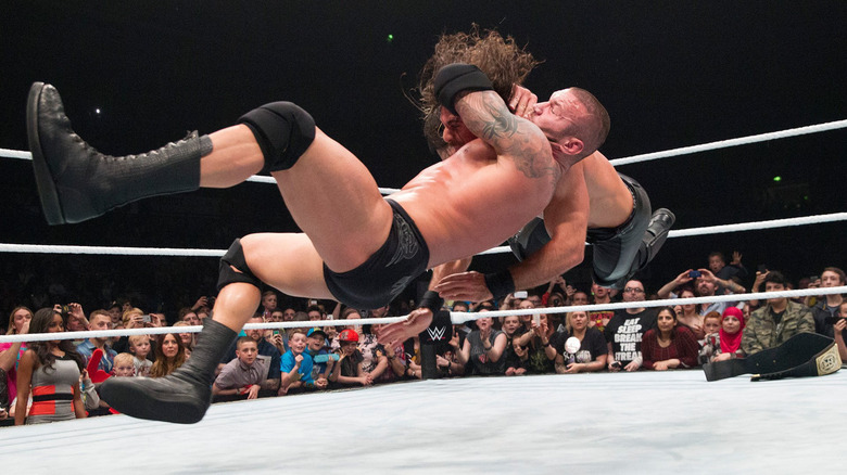 Randy Orton RKOs Seth Rollins