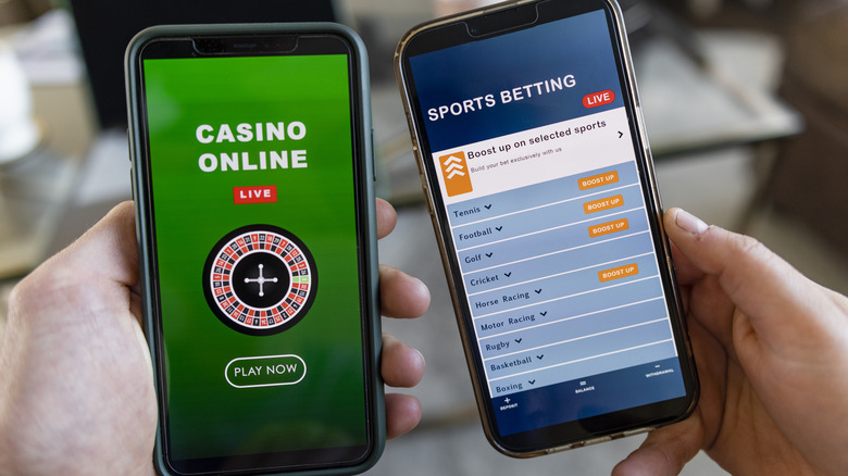 two phones showing online gambling
