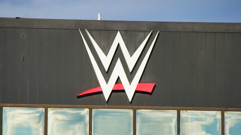 WWE logo on Titan Towers
