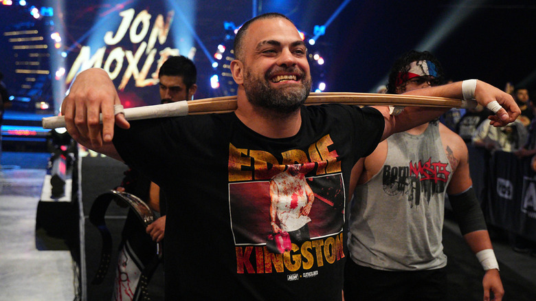 Kingston holds kendo stick