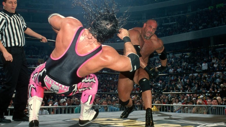 Goldberg punching Bret Hart