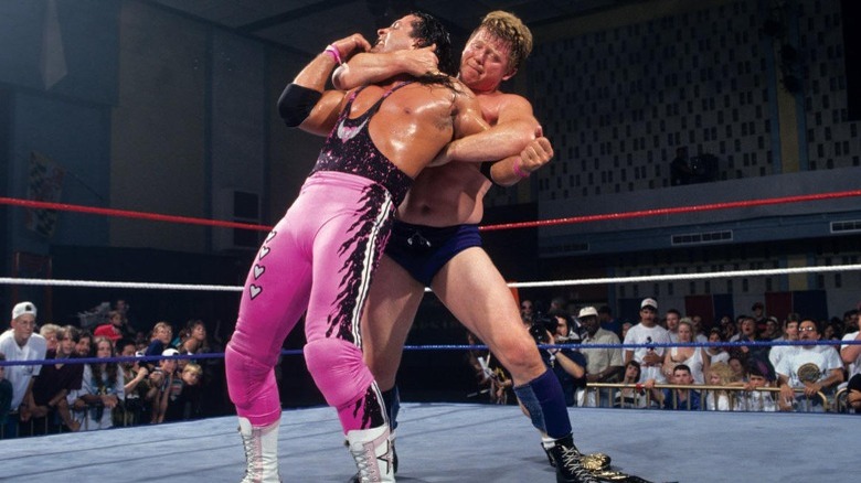 Bob Backlund puts Bret Hart in crossface chickenwing