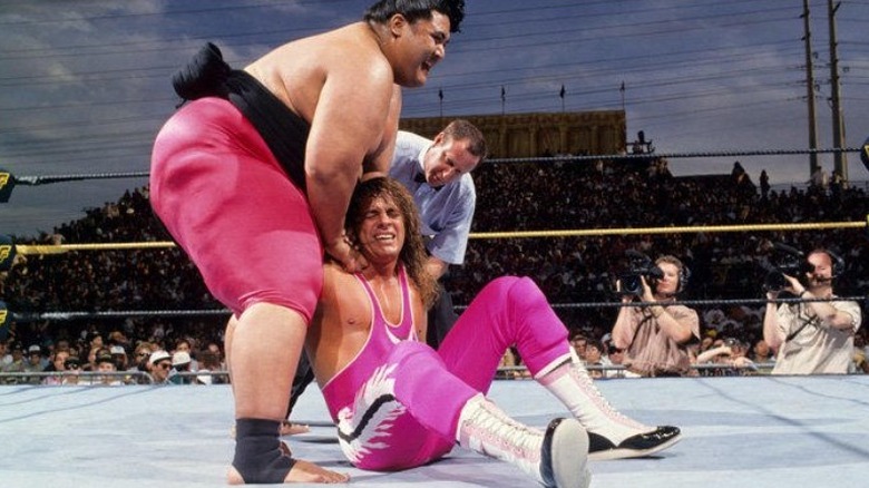 Yokozuna puts Bret Hart in nerve hold