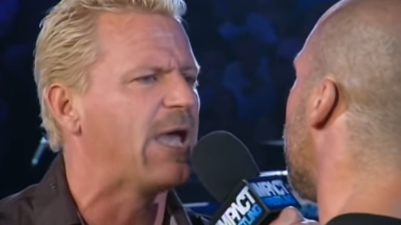 Jeff Jarrett talks to Kurt Angle
