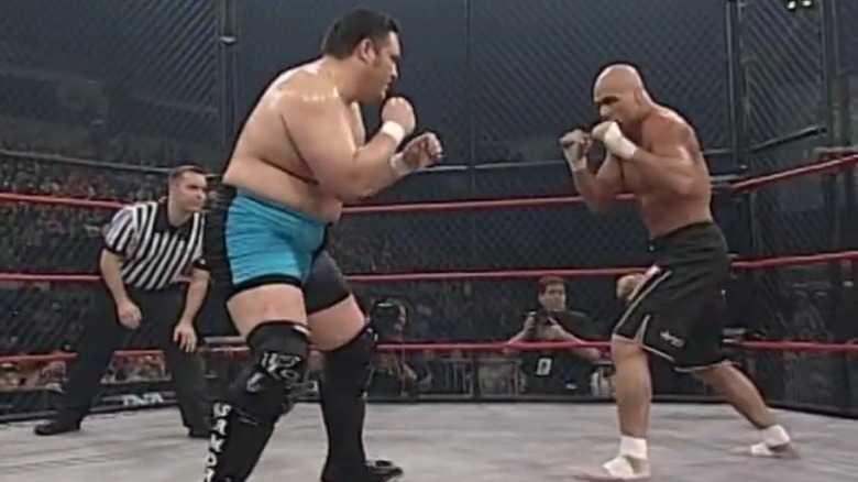 Samoa Joe and Kurt Angle square off