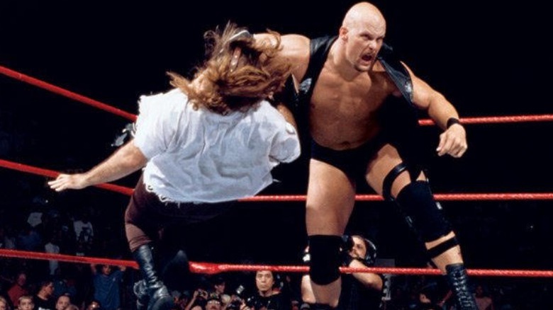 Steve Austin clotheslining Mankind