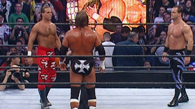 Shawn Michaels Triple H Chris Benoit staredown