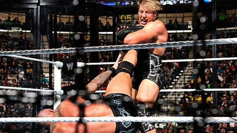 Jack Swagger with an ankle lock on Randy Orton