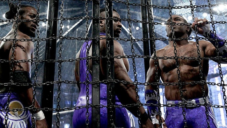 The New Day inside the Elimination Chamber match