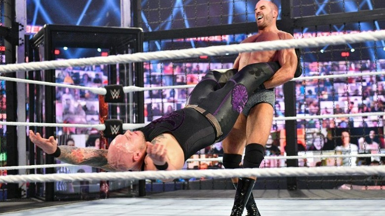 Cesaro swinging King Corbin