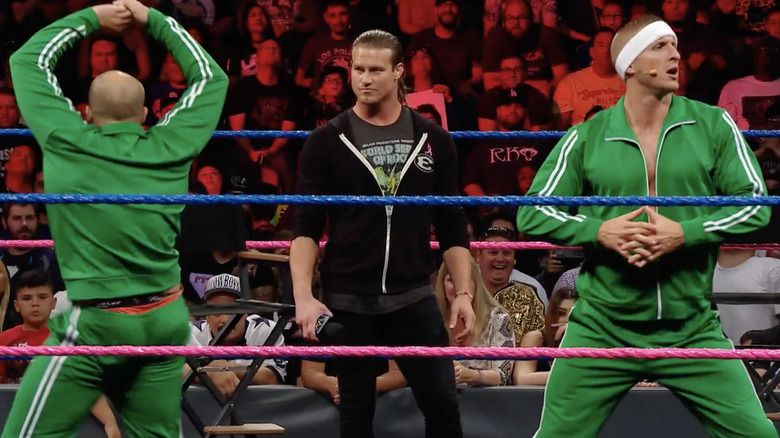 The Spirt Squad dances around Dolph Ziggler