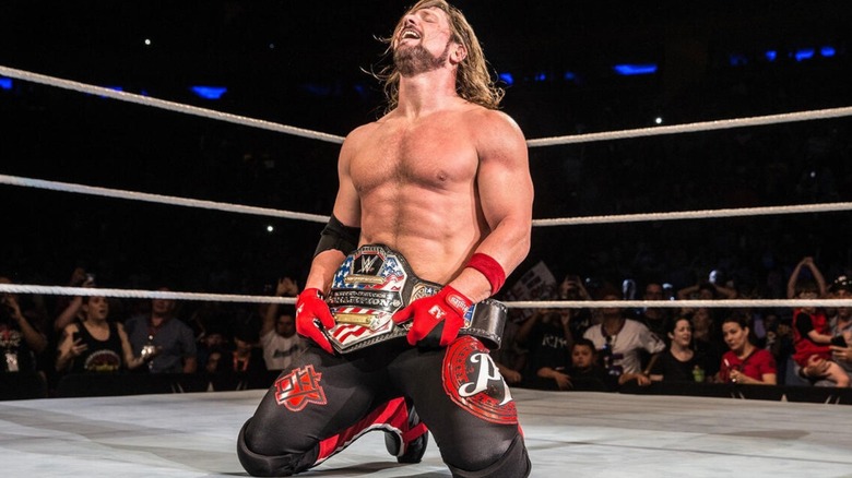 AJ Styles holds the United States Championship after winning it from Kevin Owens at Madison Square Garden.