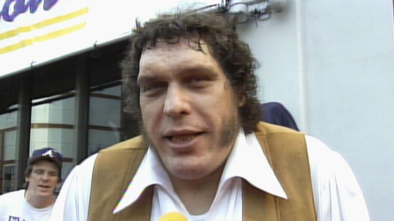 Andre the Giant gives an interview.