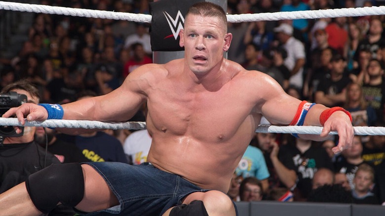 John Cena looks uncomfortable.