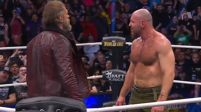 Adam Copeland confronts Jon Moxley at Worlds End