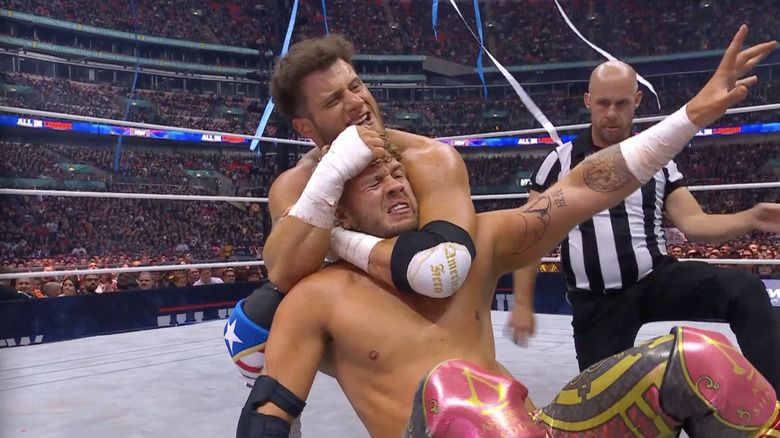 MJF with Ospreay in a submission hold