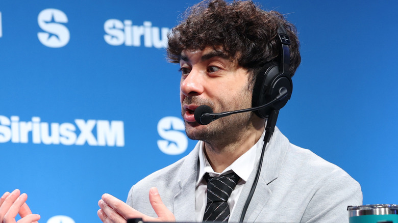 Tony Khan speaking during the Sirius XM Super Bowl LIX show, 2025