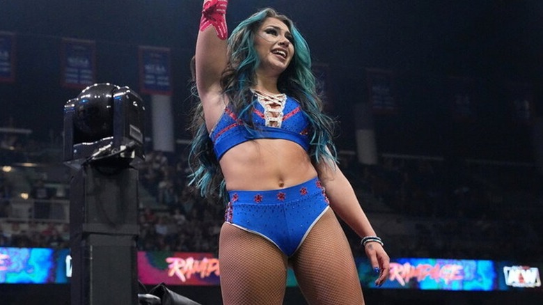 Skye Blue in the ring posing 