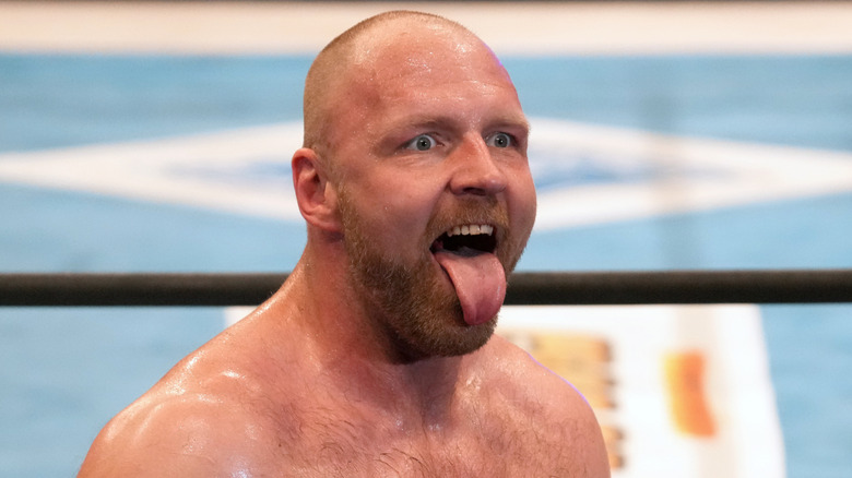 Jon Moxley sticks his tongue out