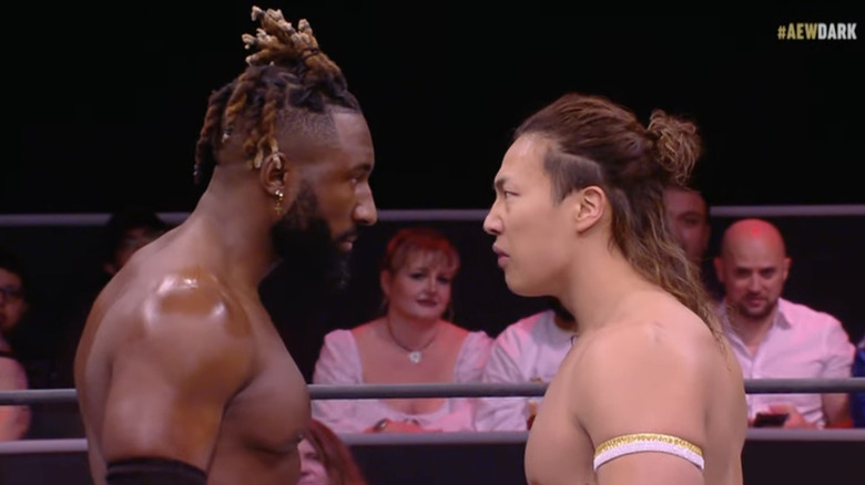 Nduka and Takeshita staring one another down