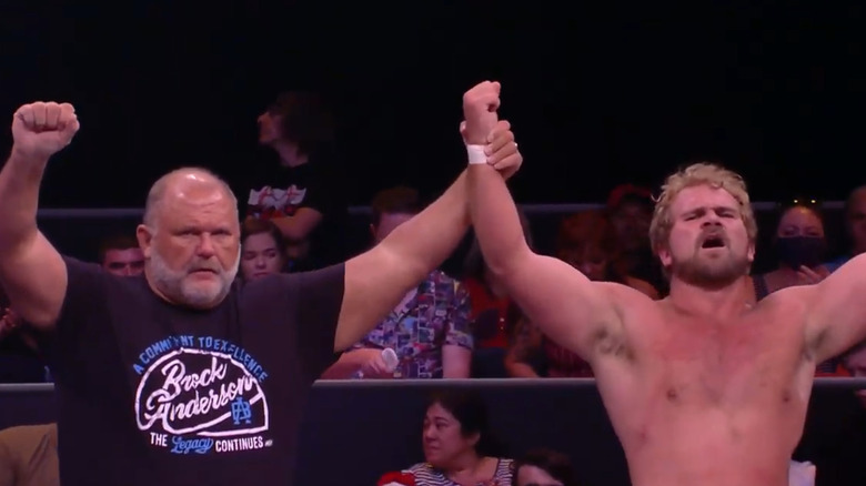 Arn and Brock celebrating his win