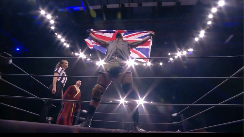 Ogogo posing with the Union Jack