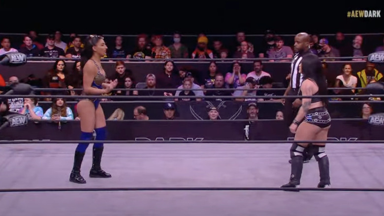 Diamante and Mafiosa facing off in the ring