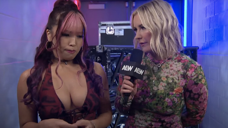 Renee Young interviewing Mina Shirakawa