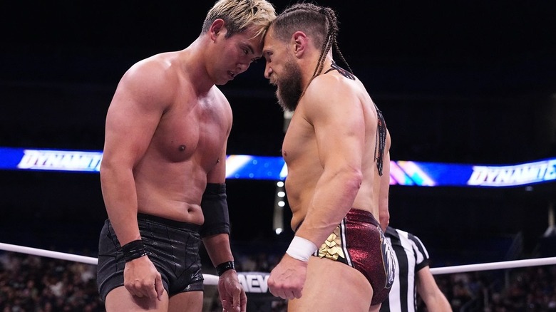 Kazuchika Okada face to face with Bryan Danielson