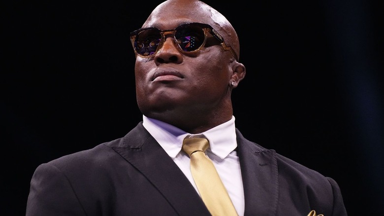 Bobby Lashley wearing cool glasses and a suit on "AEW Dynamite."