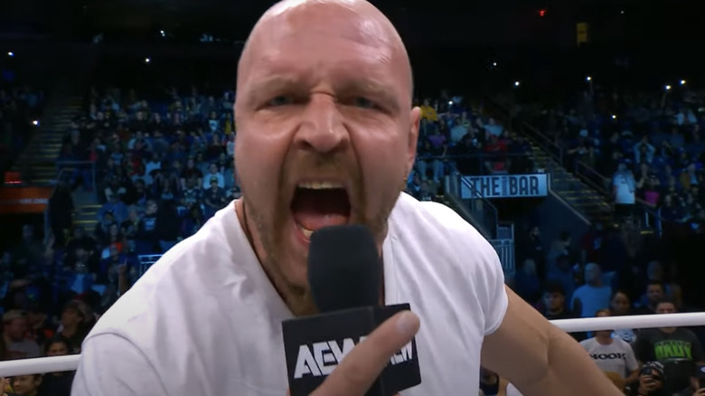 Jon Moxley screams into a microphone on "AEW Dynamite."