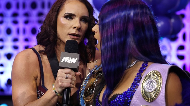 Kamille confronts Mercedes Mone with a microphone on "AEW Dynamite."