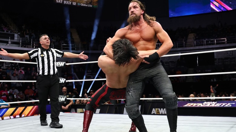 Jay White prepares to hit Wheeler Yuta with the Blade Runner on "AEW Dynamite."