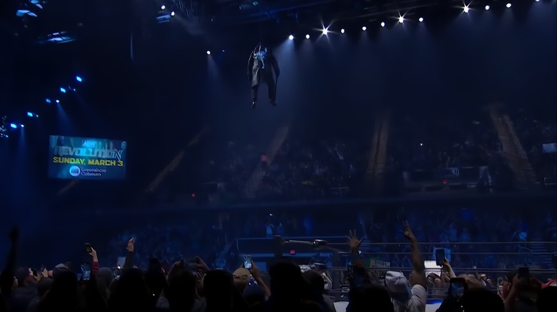 Sting descends from the rafters