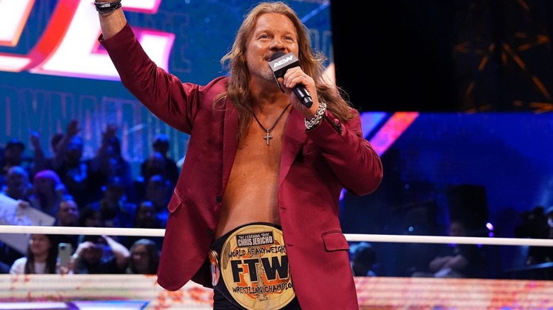 Chris Jericho waving with FTW title