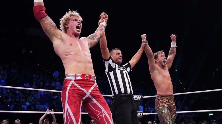 Kyle Fletcher and Will Ospreay getting their hands raised