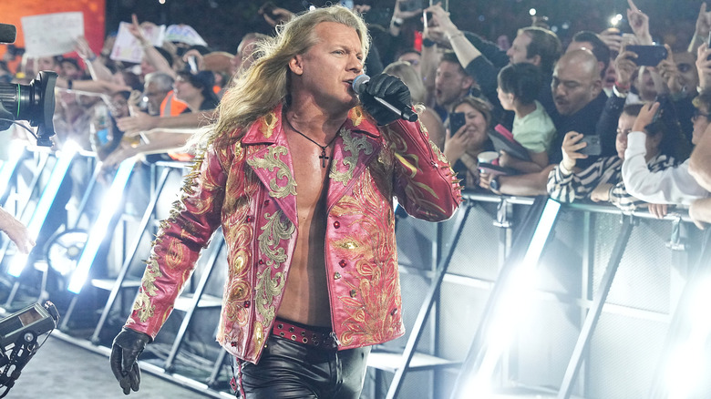 Chris Jericho makes his entrance in Wembley