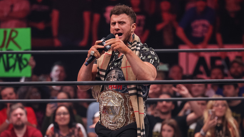 MJF talking into a microphone
