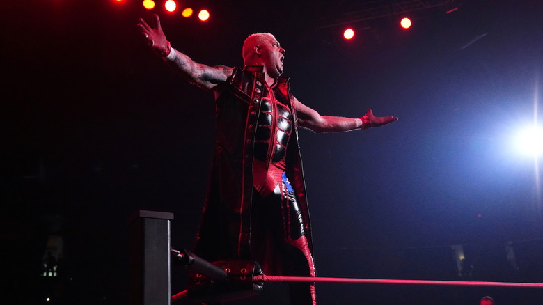 Dustin Rhodes poses on the top turnbuckle
