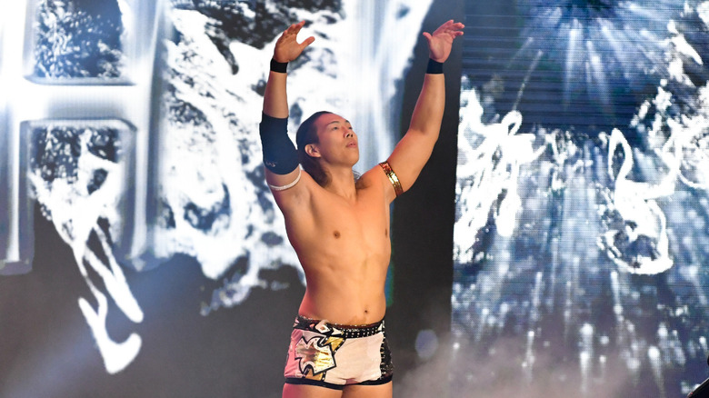 Konosuke Takeshita making his entrance 