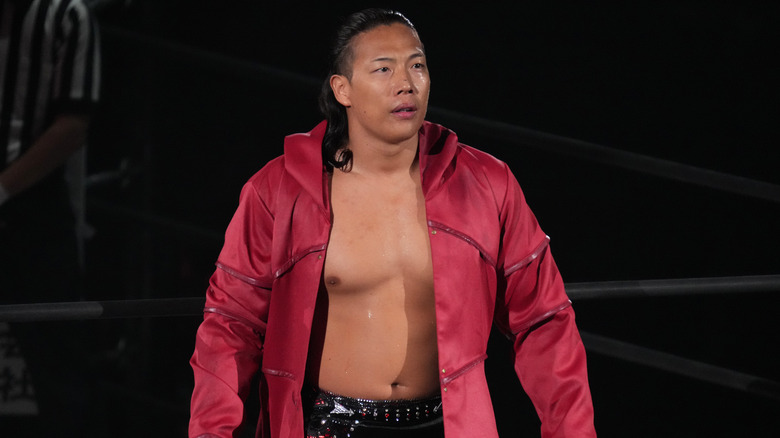 Konosuke Takeshita makes an entrance