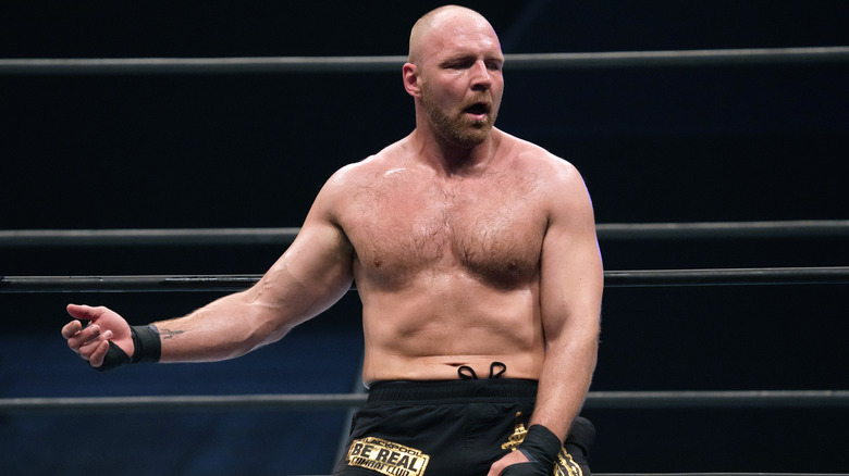 Jon Moxley reacts during the New Japan Pro-Wrestling - Wrestling DONTAKU at Fukuoka Convention Center on May 04, 2024 in Fukuoka, Japan.