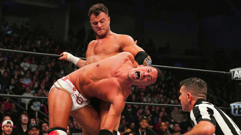 MJF locks Ricky Starks in a hold