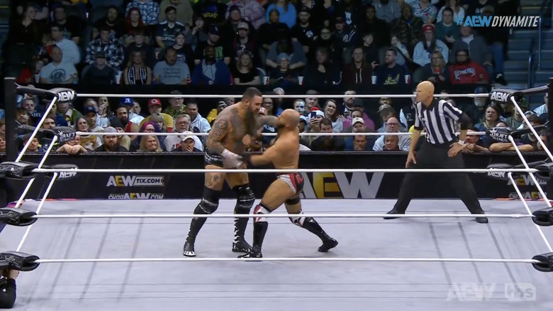 King and Ricochet in the ring