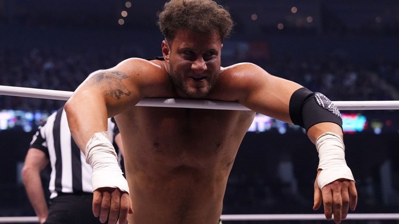 MJF leans over the ropes at AEW WrestleDream 2024.