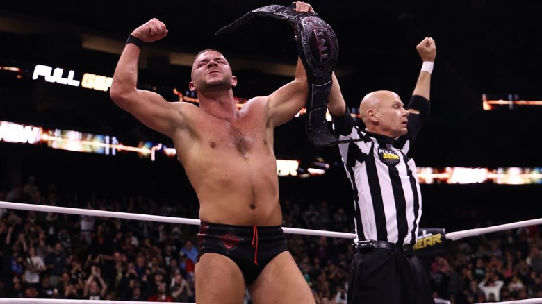 Daniel Garcia holds up TNT Championship at AEW Full Gear